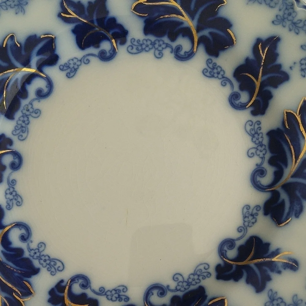 Johnson Brothers Norman dynasty Flow Blue and Gold Dinnerware Plate 9